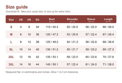 Cudaroo pet pouch hoodie size guide: S to 3XL with US, UK and EU sizes and measurements in cm and inches